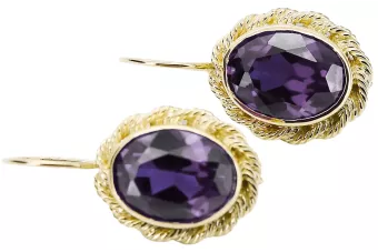 Des boucles d'oreilles Alexandrite Or jaune 14 carats Bijoux vintage vec007y